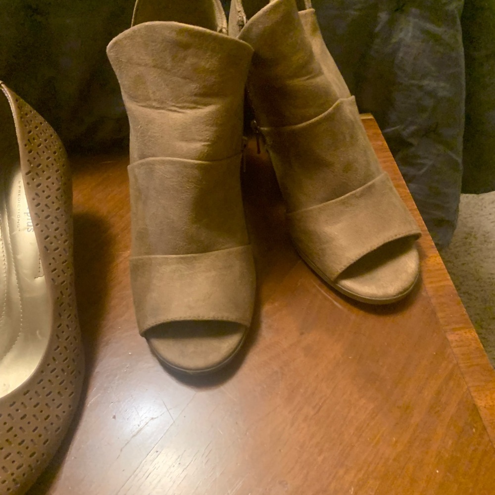 Gently used open-toe booties and wedges